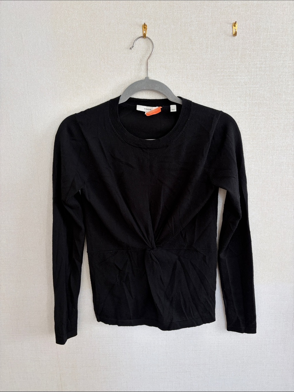 Vince Black Long Sleeve Twist-Front Tee